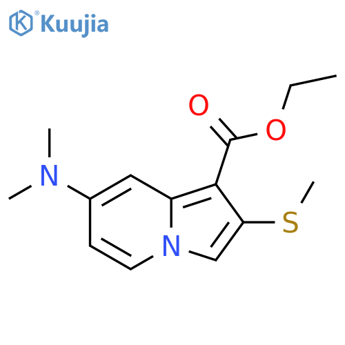 1-Indolizinecarboxylic acid, 7-(dimethylamino)-2-(methylthio)-, ethyl ester structure