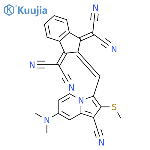 1-Indolizinecarbonitrile,3-[[1,3-bis(dicyanomethylene)-1,3-dihydro-2H-inden-2-ylidene]methyl]-7-(dimethylamino)-2-(methylthio)- structure