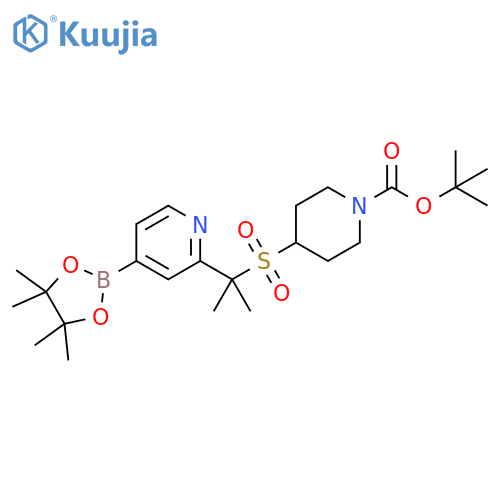 tert-butyl 4-((2-(4-(4,4,5,5-tetramethyl-1,3,2-dioxaborolan-2-yl)pyridin-2-yl)propan-2-yl)sulfonyl)piperidine-1-carboxylate structure