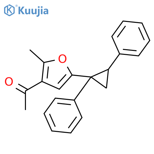 Ethanone, 1-[5-[(1R,2S)-1,2-diphenylcyclopropyl]-2-methyl-3-furanyl]-, rel- structure