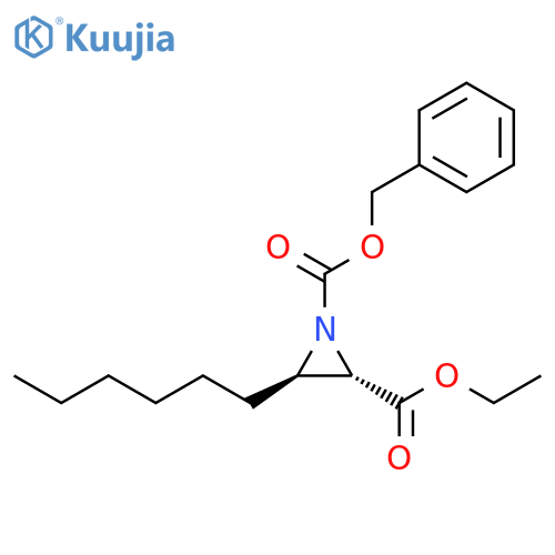 1,2-Aziridinedicarboxylic acid, 3-hexyl-, 2-ethyl 1-(phenylmethyl) ester,trans- structure