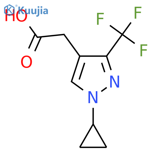 2-(1-Cyclopropyl-3-(trifluoromethyl)-1H-pyrazol-4-yl)acetic acid structure