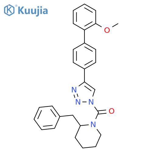 (2-Benzylpiperidin-1-yl)(4-(2'-methoxy-[1,1'-biphenyl]-4-yl)-1H-1,2,3-triazol-1-yl)methanone structure