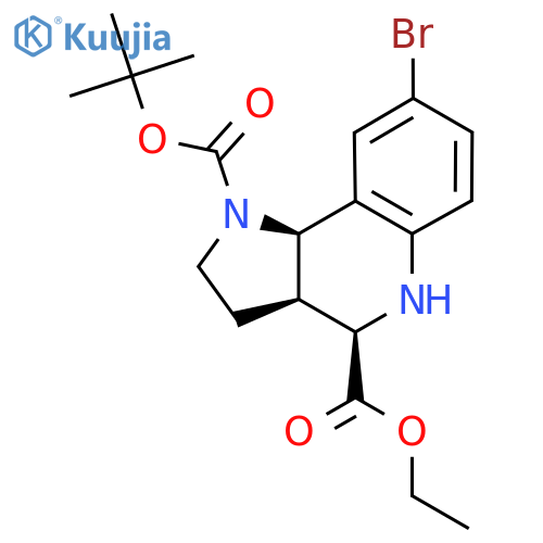 1-O-Tert-butyl 4-O-ethyl (3aR,4R,9bR)-8-bromo-2,3,3a,4,5,9b-hexahydropyrrolo[3,2-c]quinoline-1,4-dicarboxylate structure