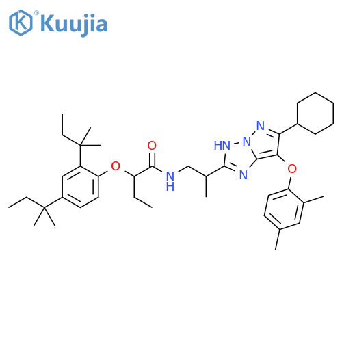 Butanamide,2-[2,4-bis(1,1-dimethylpropyl)phenoxy]-N-[2-[6-cyclohexyl-7-(2,4-dimethylphenoxy)-1H-pyrazolo[1,5-b][1,2,4]triazol-2-yl]propyl]- structure