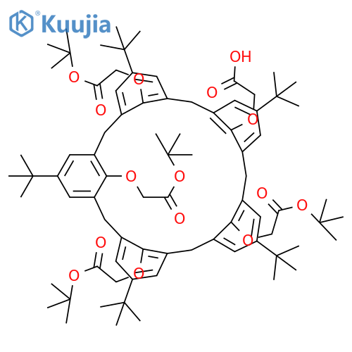 Acetic acid, 2,2',2'',2'''-[[35-(carboxymethoxy)-5,11,17,23,29-pentakis(1,1-dimethylethyl)hexacyclo[25.3.1.13,7.19,13.115,19.121,25]pentatriaconta-1(31),3,5,7(35),9,11,13(34),15,17,19(33),21,23,25(32),27,29-pentadecaene-31,32,33,34-tetrayl]tetrakis(oxy)]tetrakis-, 1,1',1'',1'''-tetrakis(1,1-dimethylethyl) ester structure