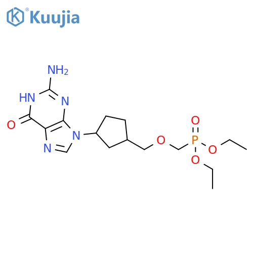 Phosphonic acid,[[[3-(2-amino-1,6-dihydro-6-oxo-9H-purin-9-yl)cyclopentyl]methoxy]methyl]-, diethyl ester structure