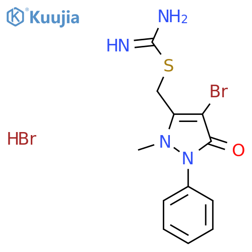 ((4-Bromo-2-methyl-5-oxo-1-phenyl(3-pyrazolin-3-yl))methyl)thiocarboxamidine, hydrobromide structure