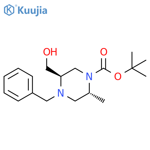 tert-butyl (2R,5R)-4-benzyl-5-(hydroxymethyl)-2-methyl-piperazine-1-carboxylate structure