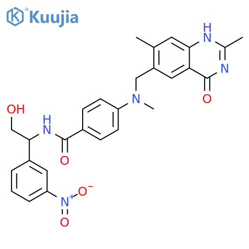 Benzamide,4-[[(1,4-dihydro-2,7-dimethyl-4-oxo-6-quinazolinyl)methyl]methylamino]-N-[2-hydroxy-1-(3-nitrophenyl)ethyl]- structure