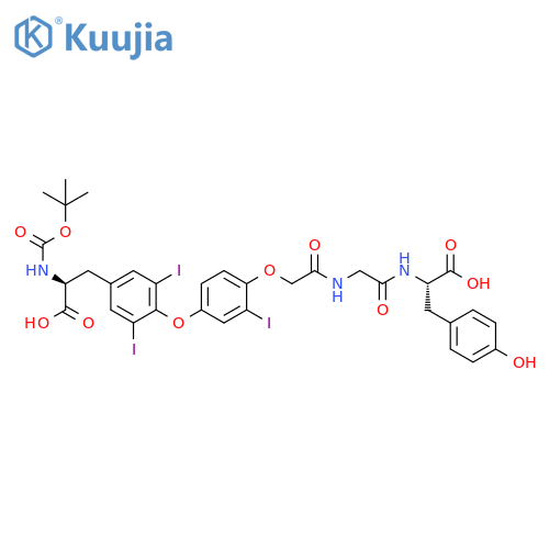 L-Tyrosine, N-[N-[[4-[4-[2-carboxy-2-[[(1,1-dimethylethoxy)carbonyl]amino]ethyl]-2,6-diiodophenoxy]-2-iodophenoxy]acetyl]glycyl]-, (S)- (9CI) structure