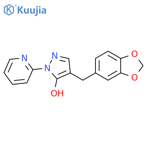 1H-Pyrazol-5-ol, 4-(1,3-benzodioxol-5-ylmethyl)-1-(2-pyridinyl)- structure