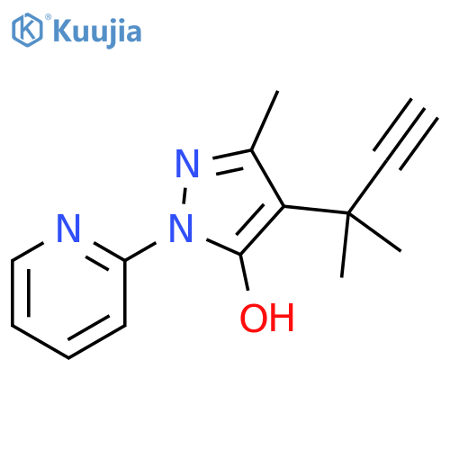 1H-Pyrazol-5-ol, 4-(1,1-dimethyl-2-propynyl)-3-methyl-1-(2-pyridinyl)- structure