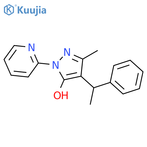 1H-Pyrazol-5-ol, 3-methyl-4-(1-phenylethyl)-1-(2-pyridinyl)- structure