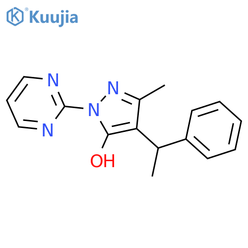 1H-Pyrazol-5-ol, 3-methyl-4-(1-phenylethyl)-1-(2-pyrimidinyl)- structure