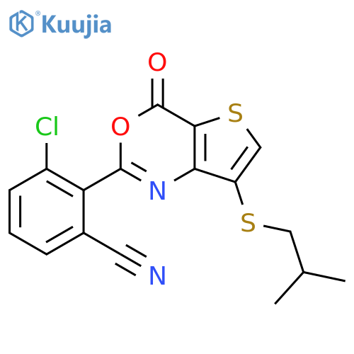 Benzonitrile,3-chloro-2-[7-[(2-methylpropyl)thio]-4-oxo-4H-thieno[3,2-d][1,3]oxazin-2-yl]- structure