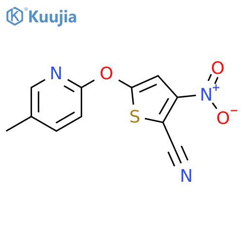 2-Thiophenecarbonitrile, 5-[(5-methyl-2-pyridinyl)oxy]-3-nitro- structure