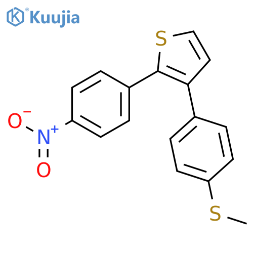 Thiophene, 3-[4-(methylthio)phenyl]-2-(4-nitrophenyl)- structure