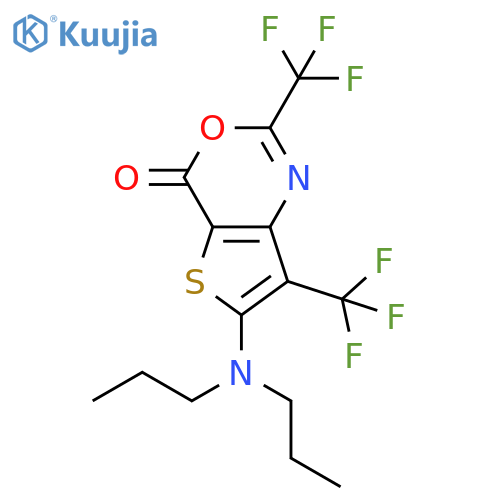 4H-Thieno[3,2-d][1,3]oxazin-4-one, 6-(dipropylamino)-2,7-bis(trifluoromethyl)- structure