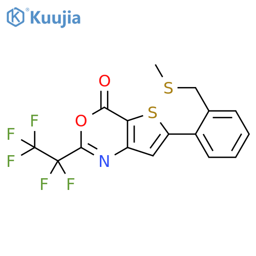 4H-Thieno[3,2-d][1,3]oxazin-4-one,6-[2-[(methylthio)methyl]phenyl]-2-(pentafluoroethyl)- structure