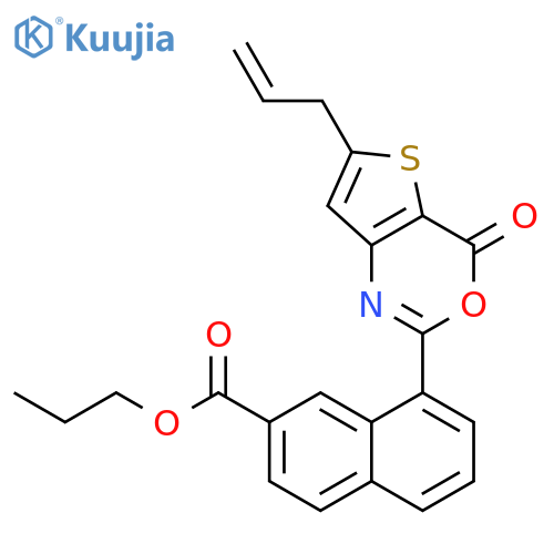 2-Naphthalenecarboxylic acid, 8-[4-oxo-6-(2-propen-1-yl)-4H-thieno[3,2-d][1,3]oxazin-2-yl]-, propyl ester structure