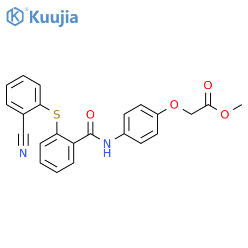 Acetic acid, [4-[[2-[(2-cyanophenyl)thio]benzoyl]amino]phenoxy]-, methylester structure