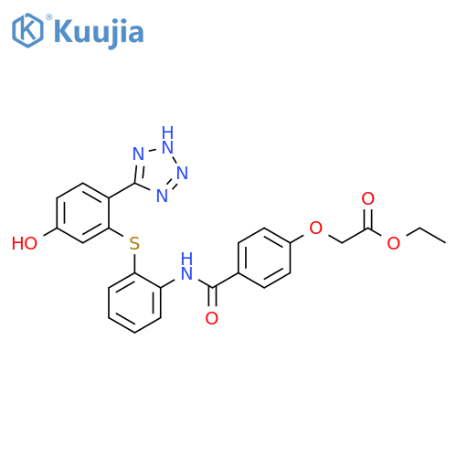 Acetic acid, 2-[4-[[[2-[[5-hydroxy-2-(2H-tetrazol-5-yl)phenyl]thio]phenyl]amino]carbonyl]phenoxy]-, ethyl ester structure