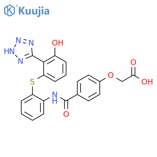 Acetic acid,[4-[[[2-[[3-hydroxy-2-(1H-tetrazol-5-yl)phenyl]thio]phenyl]amino]carbonyl]phenoxy]- structure