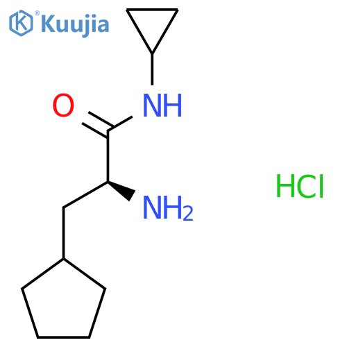 Cyclopentanepropanamide, α-amino-N-cyclopropyl-, hydrochloride (1:1), (αS)- structure