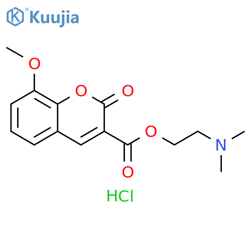 2H-1-Benzopyran-3-carboxylic acid, 8-methoxy-2-oxo-, 2-(dimethylamino)ethyl ester, hydrochloride (1:1) structure