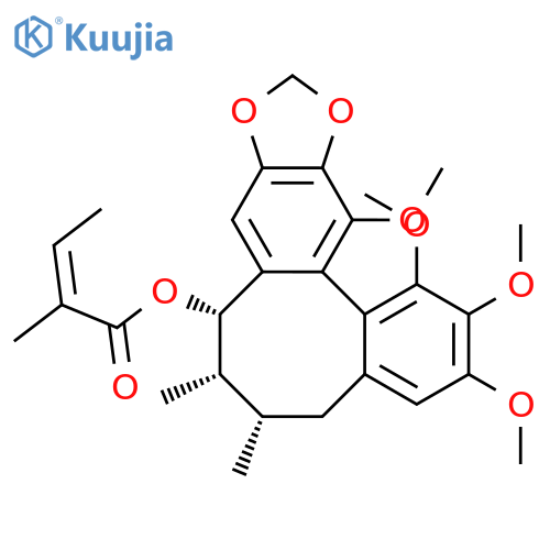 2-Butenoic acid,2-methyl-,(6R,7R,8R,13S)-5,6,7,8-tetrahydro-1,2,3,13-tetramethoxy-6,7-dimethylbenzo[3,4]cycloocta[1,2-f][1,3]benzodioxol-8-ylester, (2E)- structure