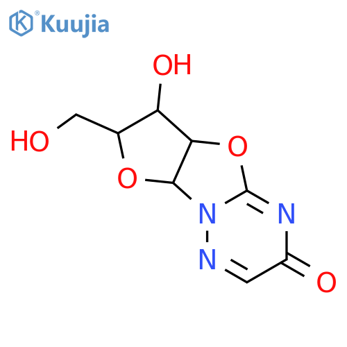 2H-Furo[2',3':4,5]oxazolo[3,2-b][1,2,4]triazin-2-one,5a,7,8,8a-tetrahydro-8-hydroxy-7-(hydroxymethyl)-, (5aR,7R,8R,8aS)- structure