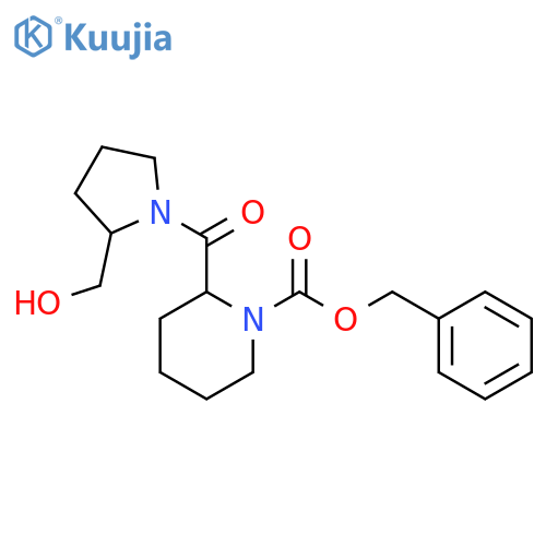 1-Piperidinecarboxylic acid, 2-[[2-(hydroxymethyl)-1-pyrrolidinyl]carbonyl]-, phenylmethyl ester structure
