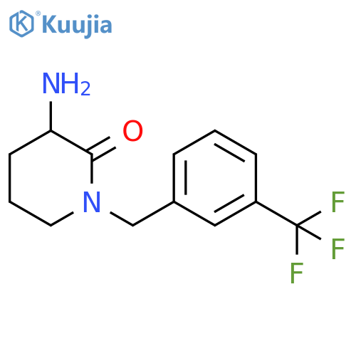 3-amino-1-{[3-(trifluoromethyl)phenyl]methyl}piperidin-2-one structure