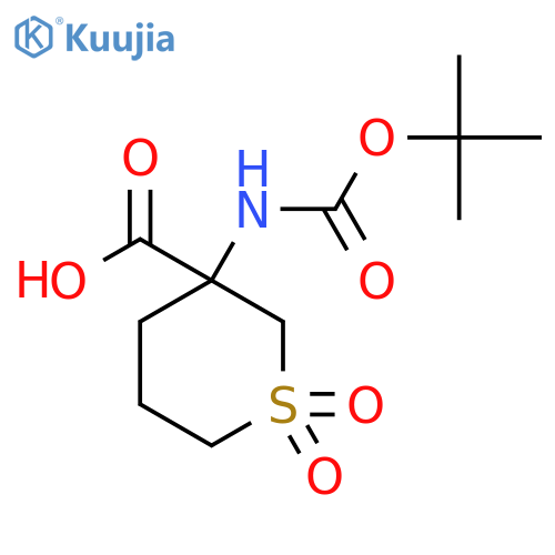 3-{[(Tert-butoxy)carbonyl]amino}-1,1-dioxo-1lambda6-thiane-3-carboxylic acid structure