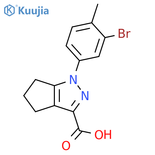 1-(3-bromo-4-methylphenyl)-1H,4H,5H,6H-cyclopentacpyrazole-3-carboxylic acid structure