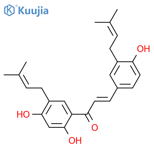 2-Propen-1-one,1-[2,4-dihydroxy-5-(3-methyl-2-buten-1-yl)phenyl]-3-[4-hydroxy-3-(3-methyl-2-buten-1-yl)phenyl]-,(2E)- structure