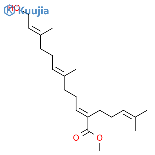 2,6,10-Dodecatrienoic acid, 12-hydroxy-6,10-dimethyl-2-(4-methyl-3-pentenyl)-, methyl ester, (E,E,E)- (9CI) structure