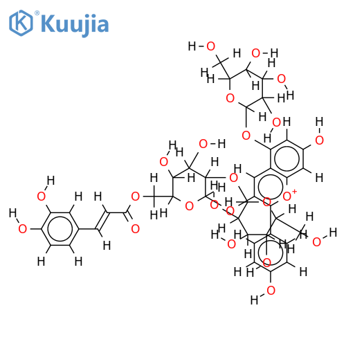 pelargonidin 3-O-(6-O-(trans-caffeyl)-2-O-(beta-D-glucopyranosyl)-beta-D-glucopyranoside)-5-O-(beta-D-glucopyranoside) structure