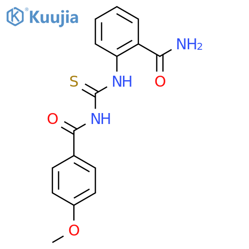 2-({[(4-methoxyphenyl)formamido]methanethioyl}amino)benzamide structure