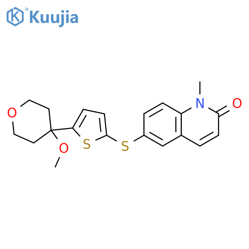 2(1H)-Quinolinone,1-methyl-6-[[5-(tetrahydro-4-methoxy-2H-pyran-4-yl)-2-thienyl]thio]- structure