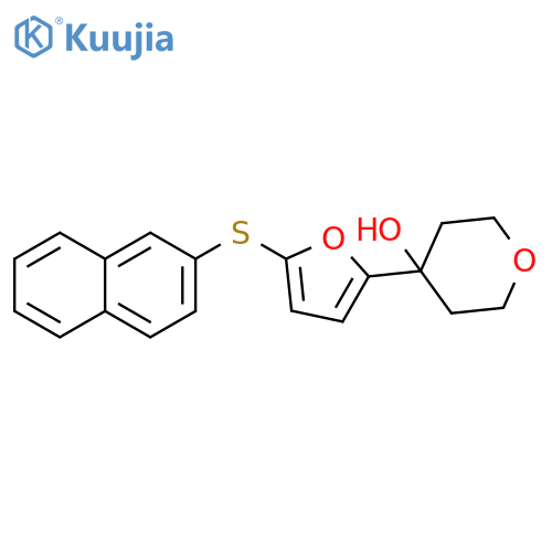2H-Pyran-4-ol, tetrahydro-4-[5-(2-naphthalenylthio)-2-furanyl]- structure