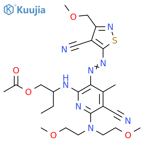3-Pyridinecarbonitrile,6-[[1-[(acetyloxy)methyl]propyl]amino]-2-[bis(2-methoxyethyl)amino]-5-[[4-cyano-3-(methoxymethyl)-5-isothiazolyl]azo]-4-methyl- structure