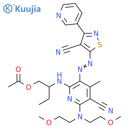 3-Pyridinecarbonitrile,6-[[1-[(acetyloxy)methyl]propyl]amino]-2-[bis(2-methoxyethyl)amino]-5-[[4-cyano-3-(3-pyridinyl)-5-isothiazolyl]azo]-4-methyl- structure