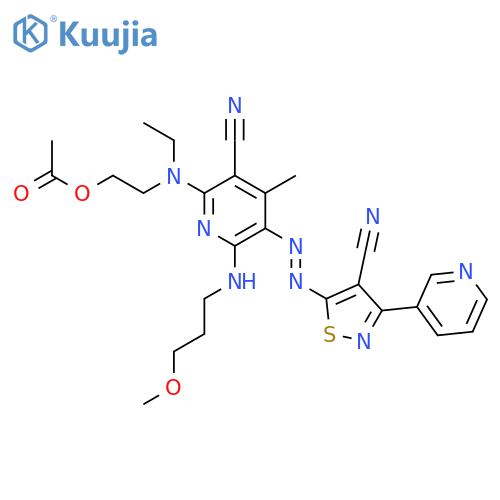 3-Pyridinecarbonitrile,2-[[2-(acetyloxy)ethyl]ethylamino]-5-[[4-cyano-3-(3-pyridinyl)-5-isothiazolyl]azo]-6-[(3-methoxypropyl)amino]-4-methyl- structure