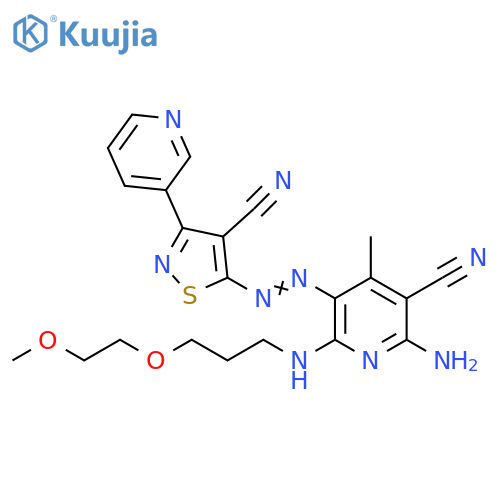 3-Pyridinecarbonitrile,2-amino-5-[[4-cyano-3-(3-pyridinyl)-5-isothiazolyl]azo]-6-[[3-(2-methoxyethoxy)propyl]amino]-4-methyl- structure