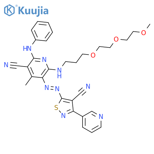 3-Pyridinecarbonitrile,5-[[4-cyano-3-(3-pyridinyl)-5-isothiazolyl]azo]-6-[[3-[2-(2-methoxyethoxy)ethoxy]propyl]amino]-4-methyl-2-(phenylamino)- structure
