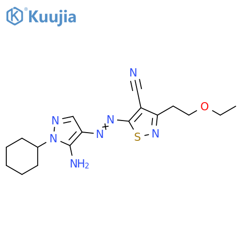 4-Isothiazolecarbonitrile,5-[(5-amino-1-cyclohexyl-1H-pyrazol-4-yl)azo]-3-(2-ethoxyethyl)- structure