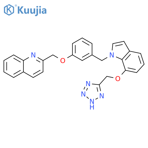Quinoline,2-[[3-[[7-(1H-tetrazol-5-ylmethoxy)-1H-indol-1-yl]methyl]phenoxy]methyl]- structure