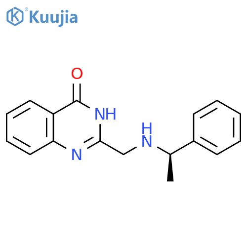 2-({(1R)-1-phenylethylamino}methyl)-3,4-dihydroquinazolin-4-one structure